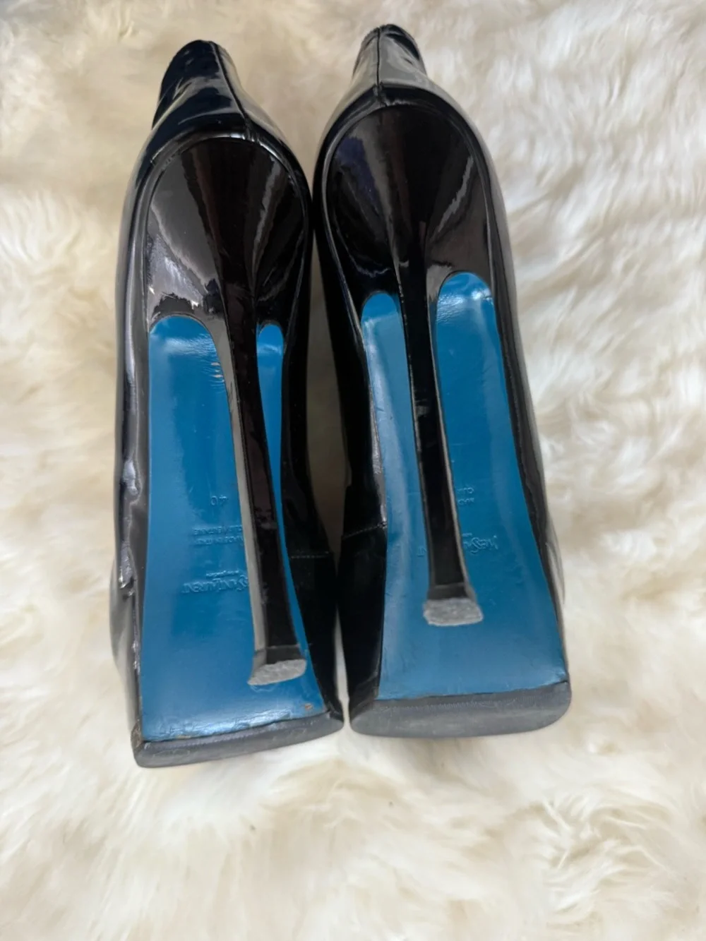 Yves Saint Laurent Black Patent Platform Booties - Picture 2 of 4